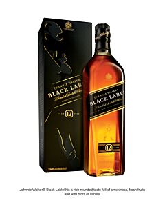 Johnnie Walker Black Label 12 Year Old Blended Scotch Whisky 1L